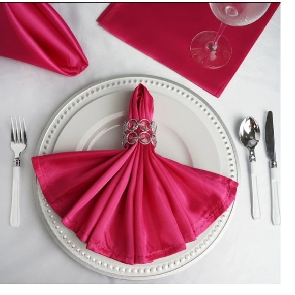 Set of 12 20” X 20" Poly Satin Napkins Wedding Baby Party Bridal Tea 12 Napkins - Picture 1 of 8